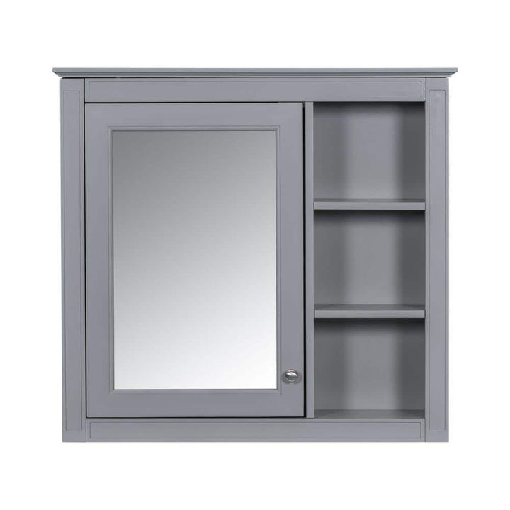 EPOWP 29.92 in. W x 28 in. H Rectangular MDF Medicine Cabinet with Mirror and Open Shelf in Gray
