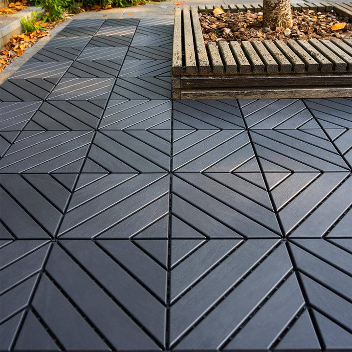 YOFE 1 ft. x 1 ft. All-Weather Outdoor Plastic Interlocking Deck Tiles, Garage Floor Tiles in Gray Pattern 2 (44 Per Case)