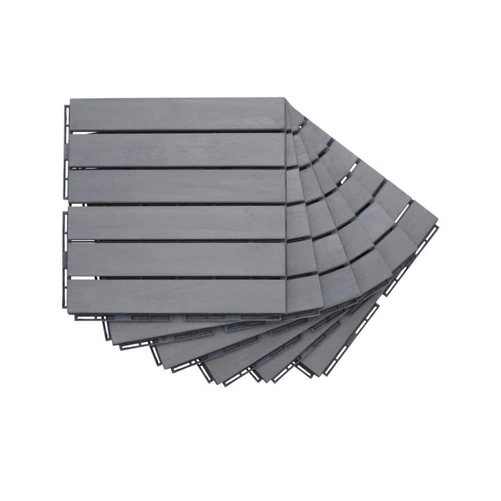 Tidoin Outdoor 1 ft. x 1 ft. Solid Wood Deck Tile in Gray(10 Per Box)