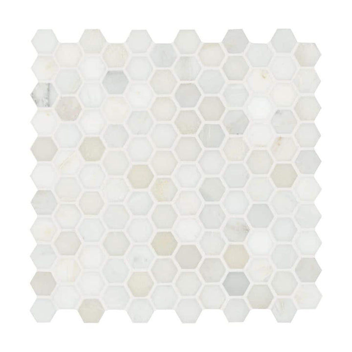 MSI Greecian White Mini Hexagon 12 in. x 12 in. x 10mm Polished Marble Mesh-Mounted Mosaic Tile (10 sq. ft. / Case)