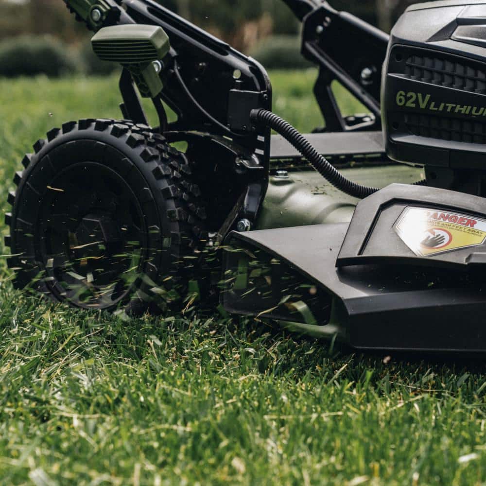 Green Machine 62V Cordless 3-in-1 High Wheel Push Walk Behind Mower, Brushless 22 In. Cutting Width with 4Ah Battery and Rapid Charger