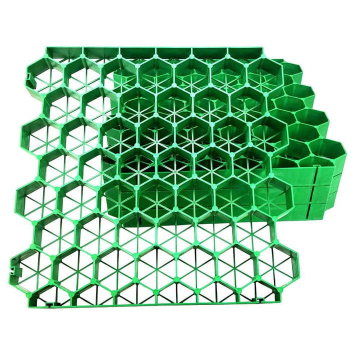 Techno Earth 19.7 in. x 19.7 in. x 1.9 in. Green Permeable Plastic Grass Pavers for Parking Lots, Driveways (4 Pieces/11 sq.ft.)