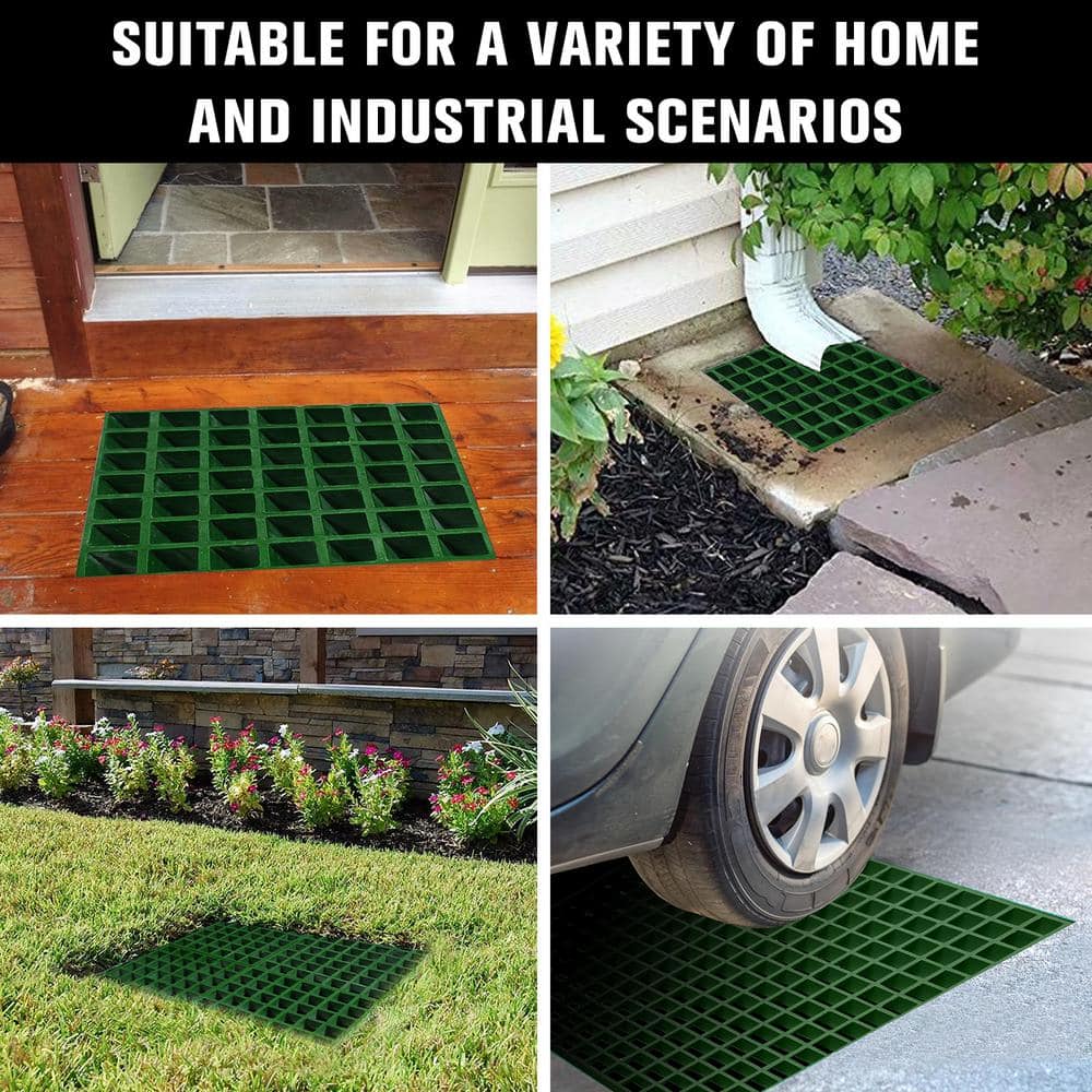 Wellco 10.6 in. x 10.6 in. x 1 in. Green Fiberglass Molded Grating, Paver,1.5 in. x 1.5 in. x 1 in. (4-Pack)