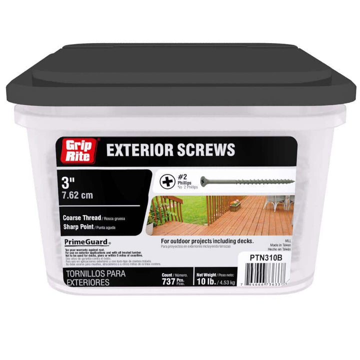 Grip-Rite #9 x 3 in. #2 Phillips Bugle Head Coarse Thread Coated Exterior Screws 10 lb. Box