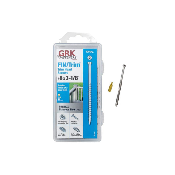 GRK Fasteners #8 x 3-1/8 in. Pheinox Stainless Steel Star Drive Trim Head Fin/Trim Finishing Screw (100-Pack)