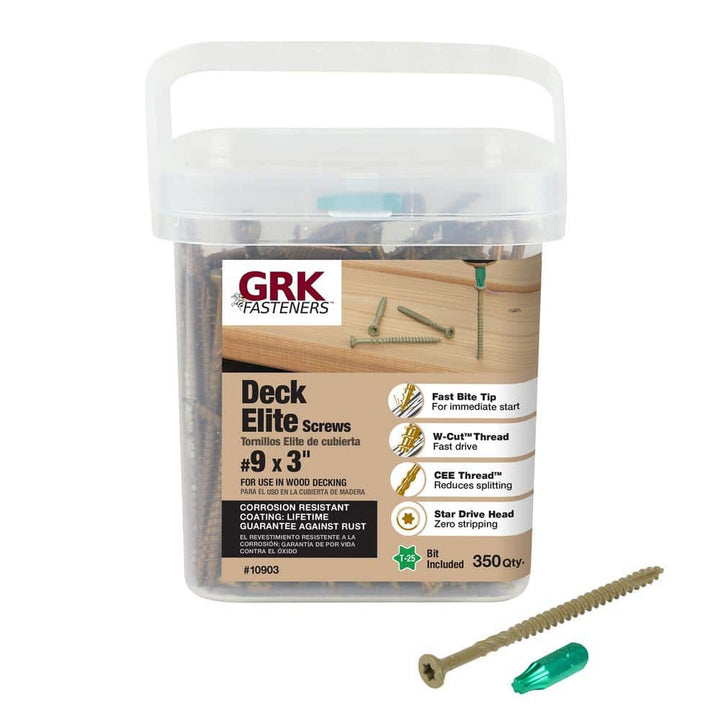 GRK Fasteners #9 x 3 in. Star Drive Bugle Head Deck Elite Decking Screws (350-Pack)