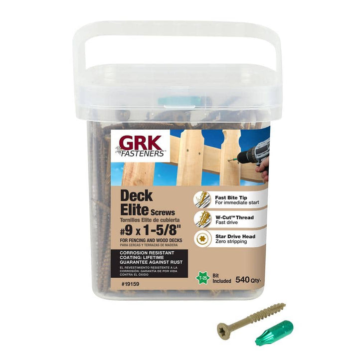 GRK Fasteners #9 x 1-5/8 in. Star Drive Bugle Head Deck Elite Wood Deck Screw (540-Pack)