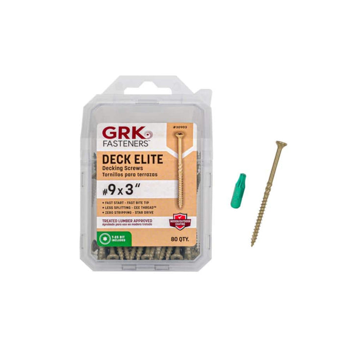 GRK Fasteners #9 x 3 in. Torx Drive Bugle Head Deck Elite Wood Deck Screw (80-Pack)
