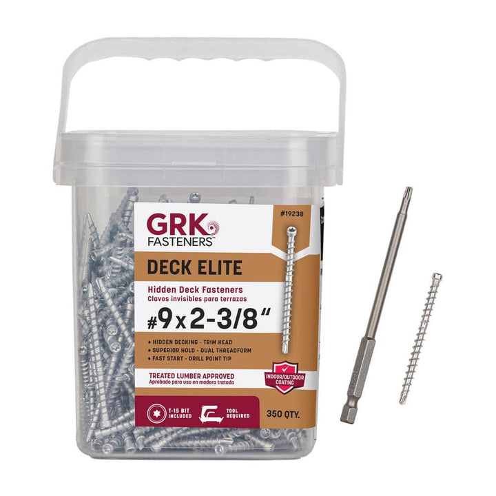 GRK Fasteners #9 x 2-3/8 in. Star Drive Exterior Coated Trim Head Deck Elite Hidden Fastener Deck Screw (350-Pack)
