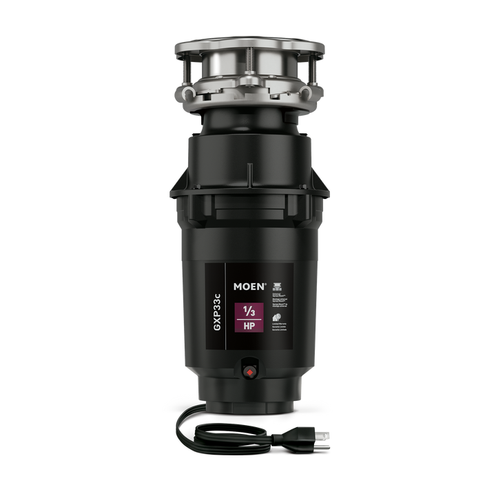 MOEN Lite Series 1/3 HP Continuous Feed Garbage Disposal with Stainless Steel Drain Stopper, GXP33C