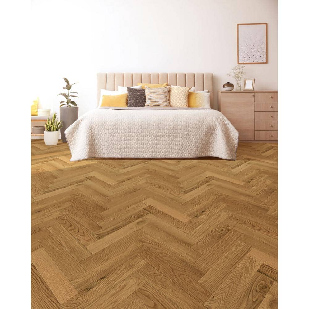 CENTURY FLOORING Clover Honey Oak Solid Hardwood Flooring Herringbone 3/4 in. Thick x 3.25 in. W x 16.25 in. L Fixed Length (16.50sq. ft)