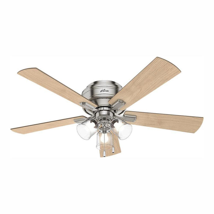Hunter Crestfield 52-in Brushed Nickel LED Indoor Flush Mount Ceiling Fan (5-Blade)