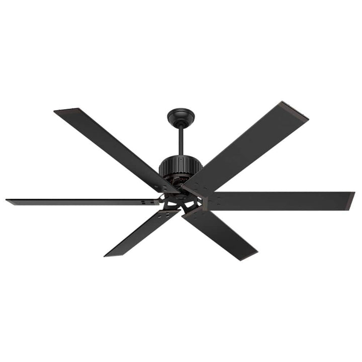 Hunter HFC Industrial 72-in Matte Black Indoor/Outdoor Ceiling Fan with Wall-Mounted Remote, Damp Rated (6-Blade)