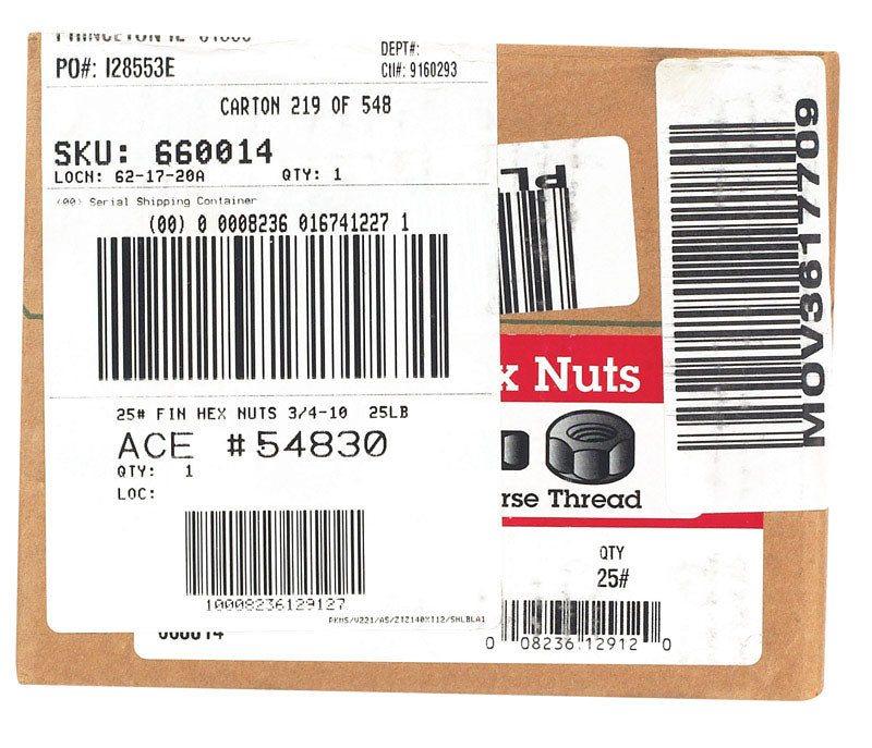 Hillman 3/4 in.-10 Zinc-Plated Steel USS Hex Nut, 210-Pack