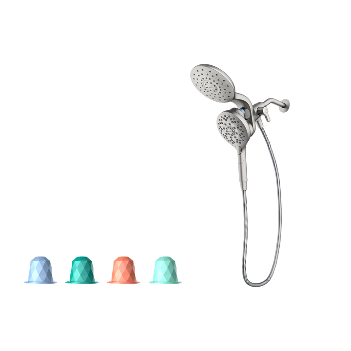 Moen Aromatherapy Dual Shower Heads with INLY Capsules, 6-Spray, 6.5 in Rainshower + Handheld, Spot Resist Brushed Nickel