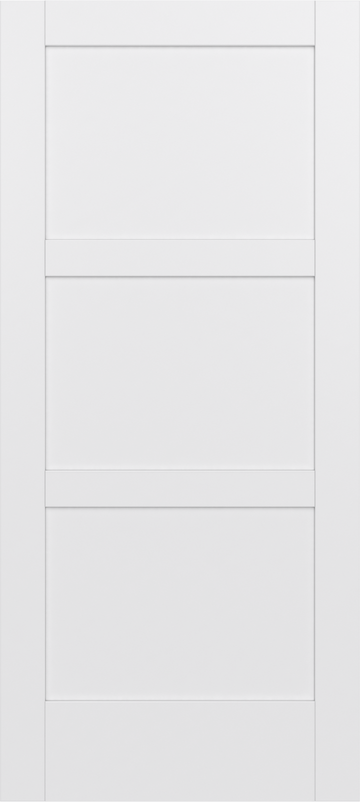 JELD-WEN MODA 1035W 30-in x 80-in Primed 3-Panel Square Clear Glass Solid Core Primed MDF Right Hand Single Prehung Interior Door