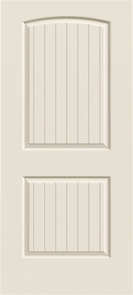 JELD-WEN Santa Fe 32-in x 80-in Primed 2-Panel Round Top Plank Hollow Core Primed Molded Composite Left-Hand Single Prehung Interior Door