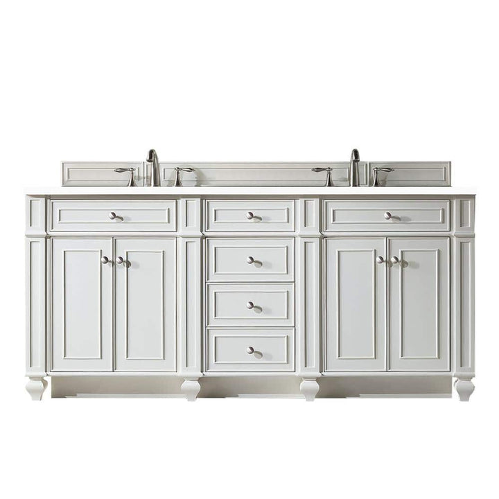 James Martin Vanities Bristol 72" Bright White Double Bathroom Vanity with Quartz Top