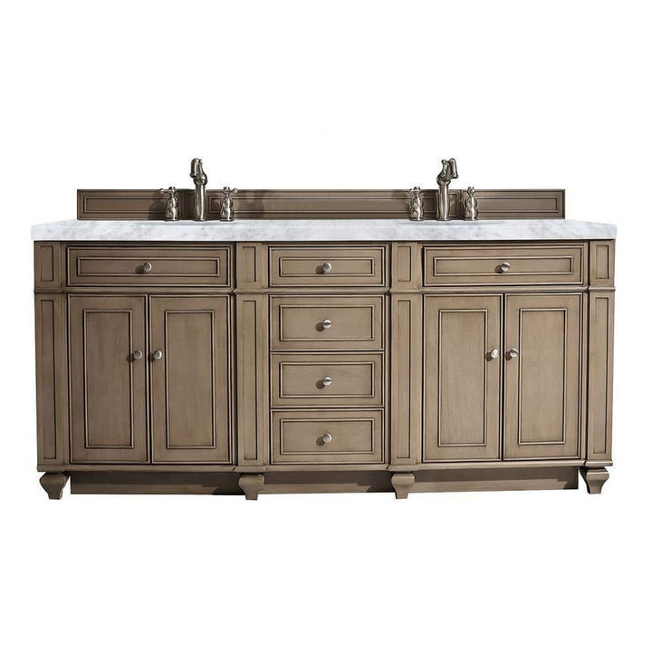 James Martin Vanities Bristol 72" Double Bath Vanity with Carrara Marble Top
