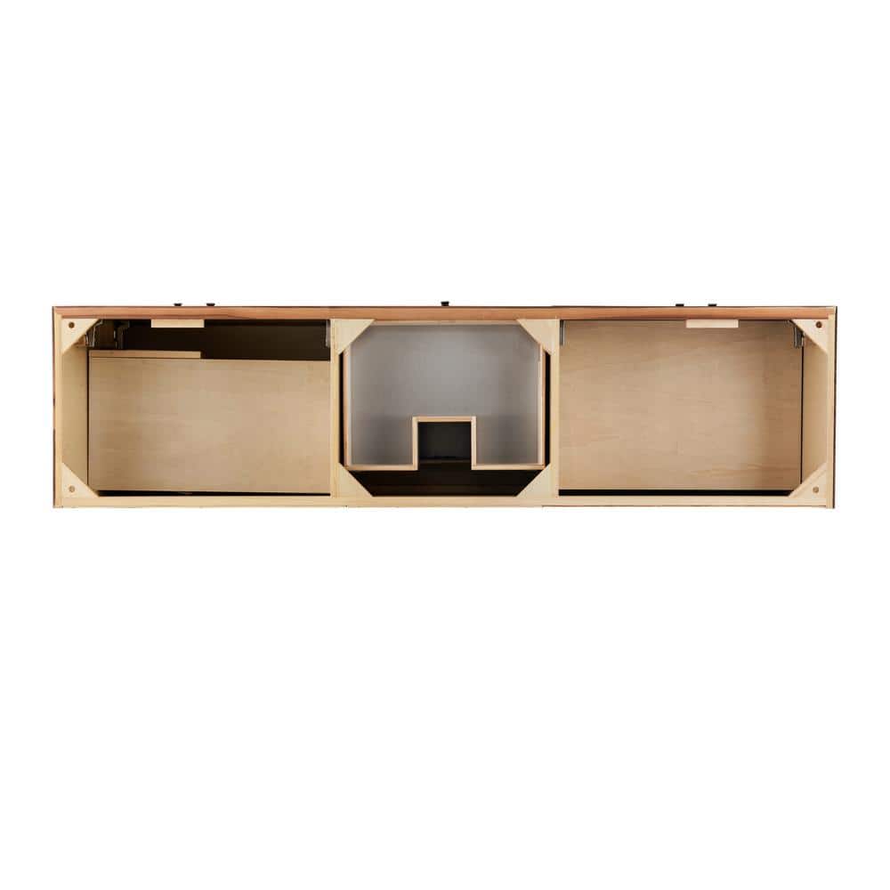 James Martin Vanities Linear 72.5 in. Single Bath Vanity, Mid Century Walnut with Glossy White Top