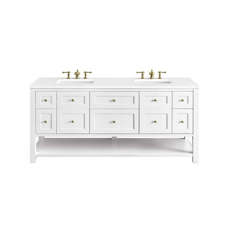 James Martin Vanities Breckenridge 72" Double Bathroom Vanity with White Zeus Quartz Top