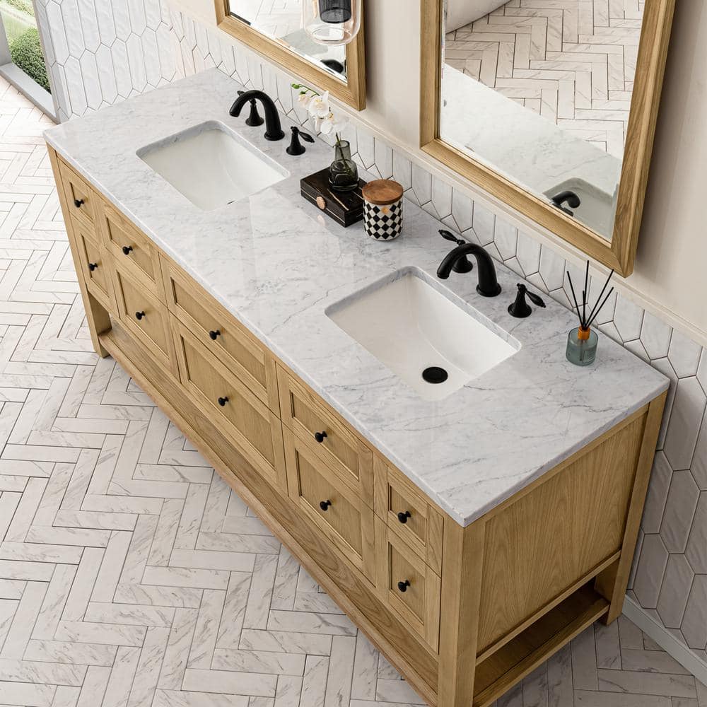 James Martin Vanities Breckenridge 72" Bathroom Vanity in Light Natural Oak with Solid Surface Top