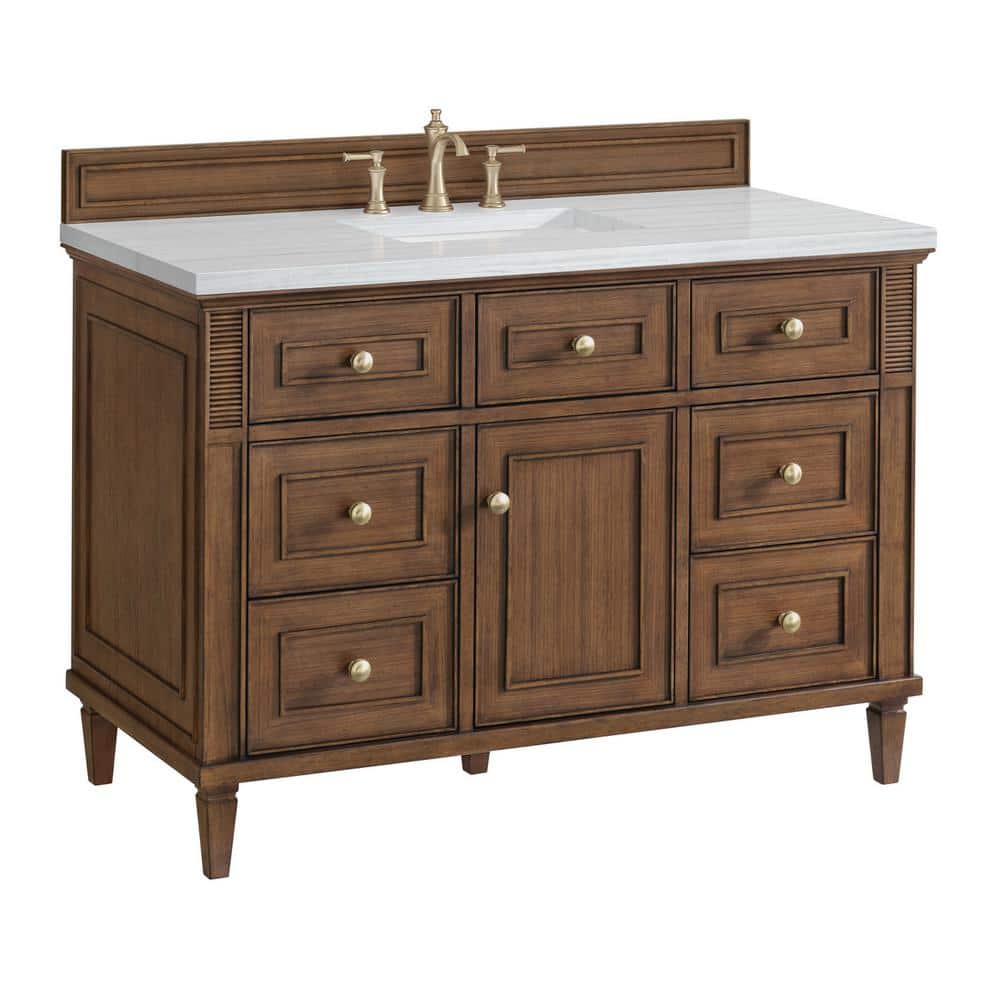 James Martin Vanities Lorelai 48" Single Bath Vanity in Mid-Century Walnut with Arctic Fall Top