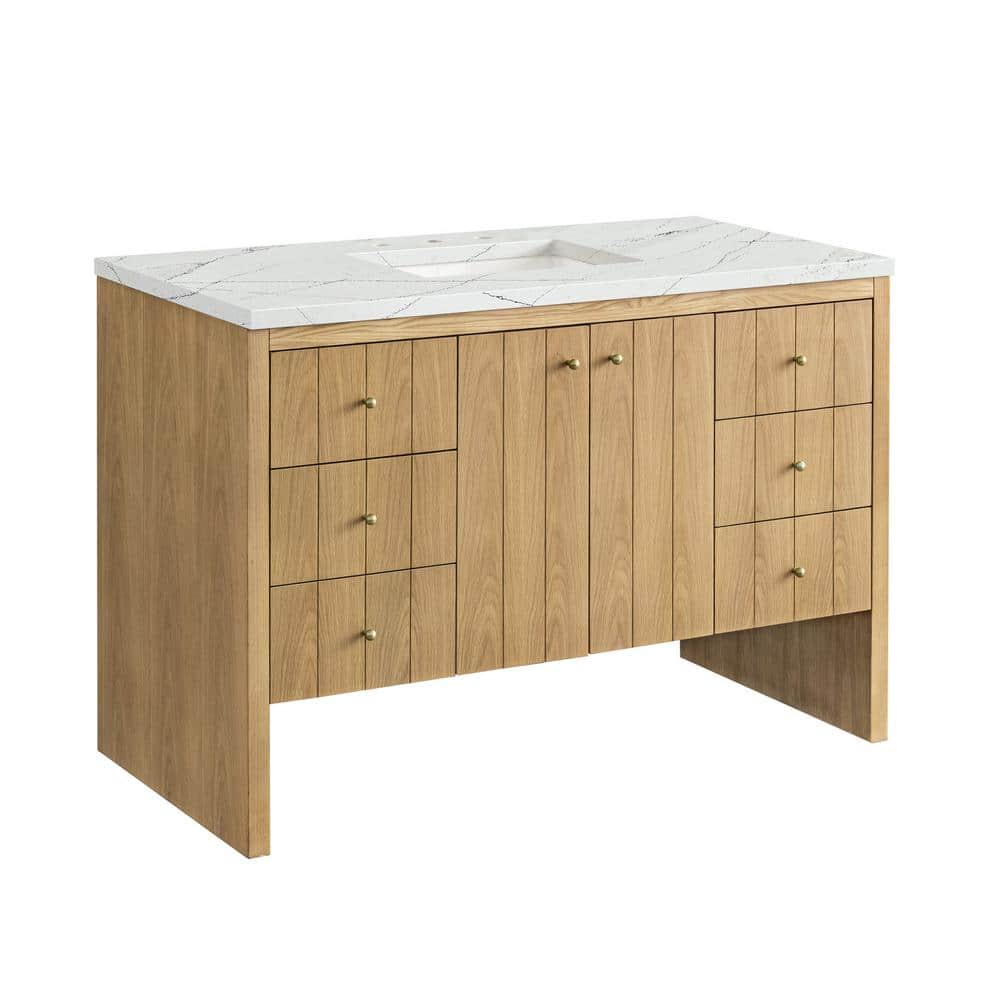 James Martin Vanities Hudson 48" Bathroom Vanity in Light Natural Oak with Quartz Top