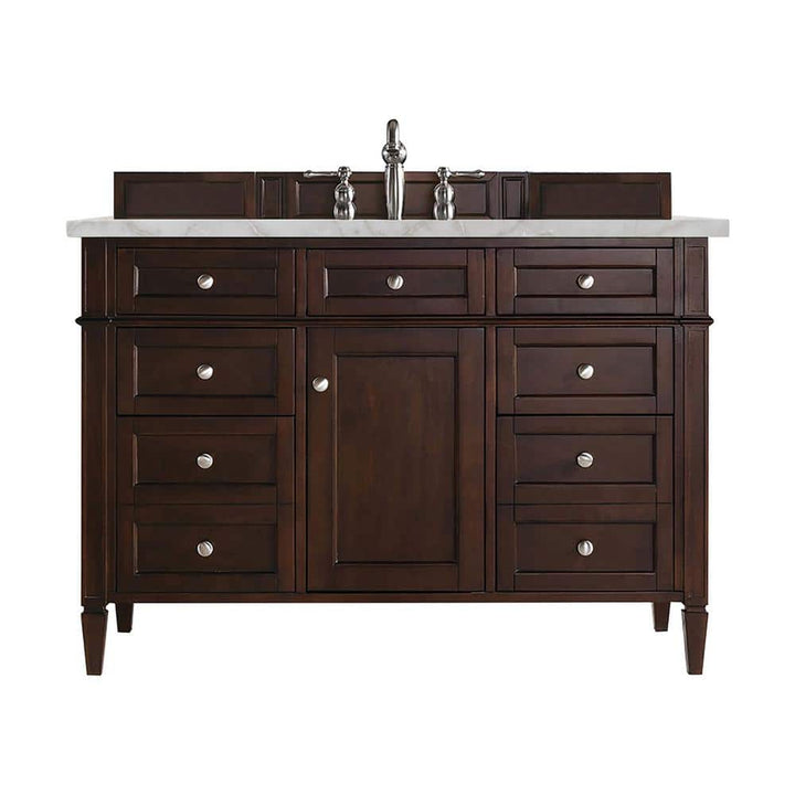 James Martin Vanities Brittany 48" Single Bath Vanity in Burnished Mahogany with Victorian Silver Quartz Top