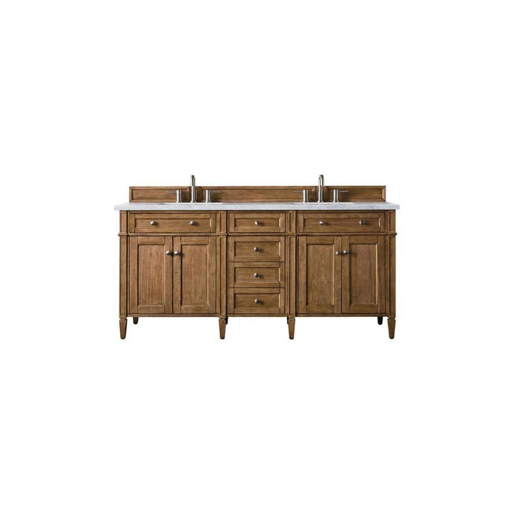 James Martin Vanities Brittany 72-inch Bathroom Vanity in Saddle Brown with Arctic Fall Top