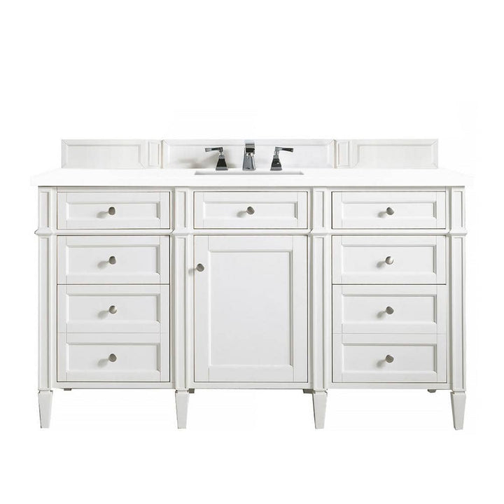 James Martin Vanities Brittany 60-Inch Bright White Single Bath Vanity with Quartz Top