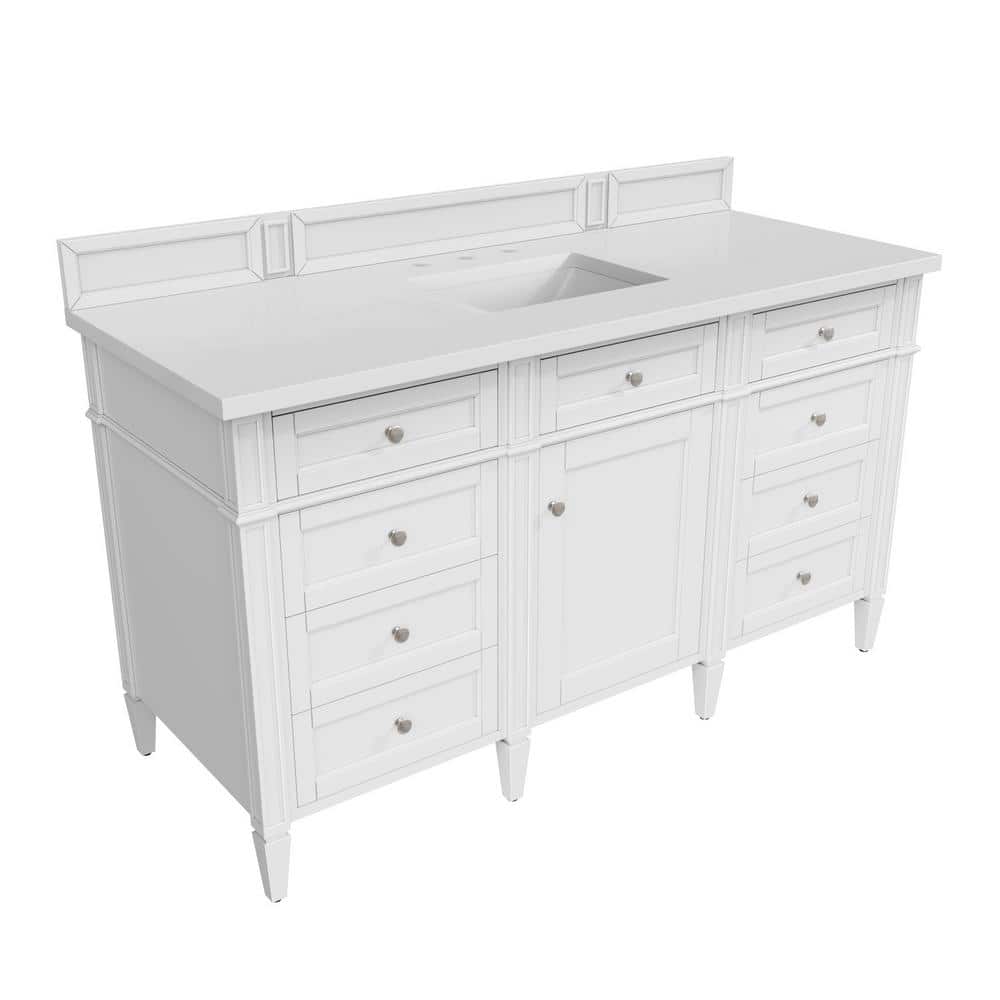 James Martin Vanities Brittany 60-Inch Bright White Single Bath Vanity with Quartz Top