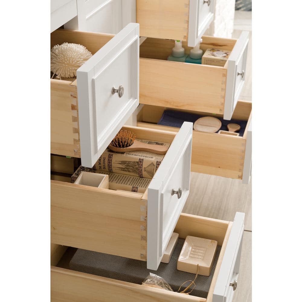 James Martin Vanities De Soto 120.5" Double Bathroom Vanity in Bright White with Quartz Top