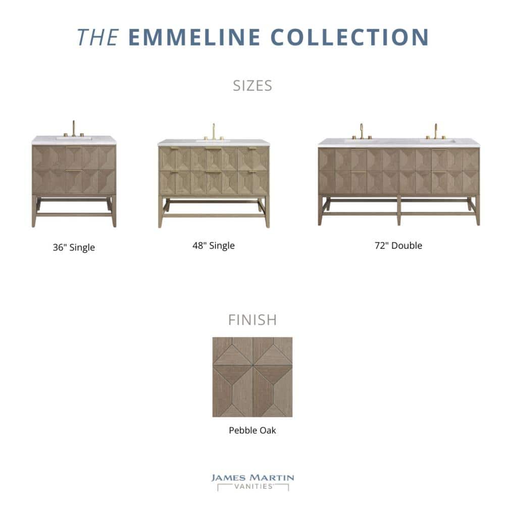 James Martin Vanities Emmeline 36" Single Bath Vanity in Pebble Oak with Quartz Top