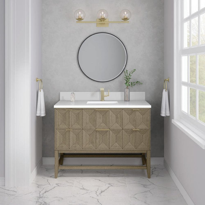 James Martin Vanities Emmeline 48" Bathroom Vanity in Pebble Oak with Quartz Top