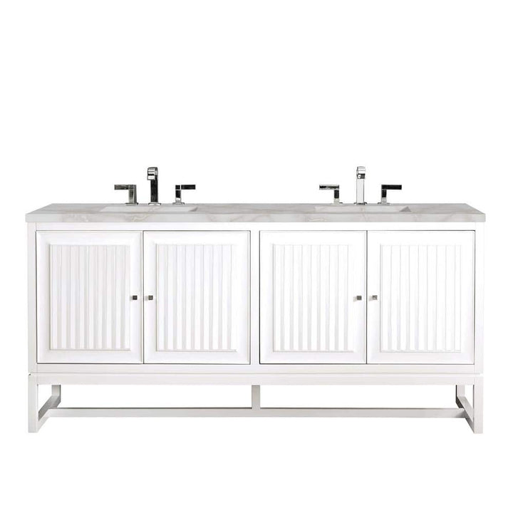James Martin Vanities Athens 72" Double Bathroom Vanity in Glossy White with Quartz Top