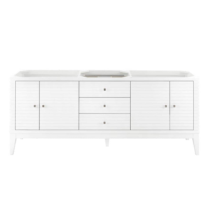 James Martin Vanities Linear 72.50 in. Double Bath Vanity Cabinet, Glossy White