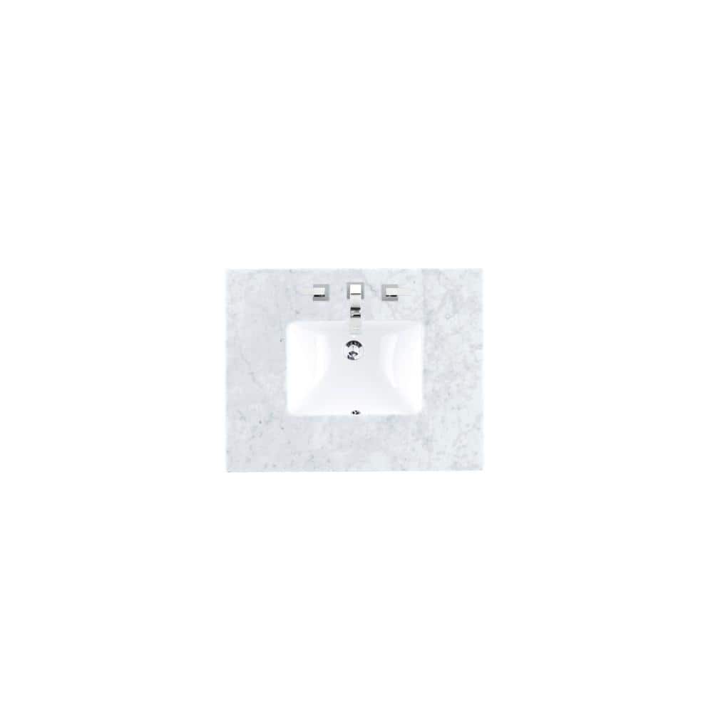 James Martin Vanities Carrara Marble Vanity Top with Porcelain Sink, 30 in.