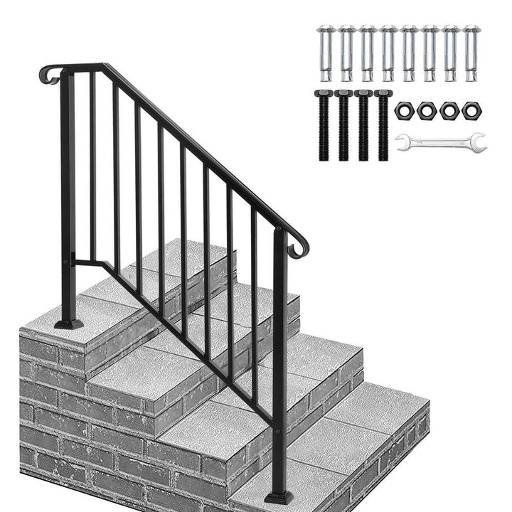 Karl home Transitional Handrail Stair Railing Fits 3-Step Iron Rail Kit