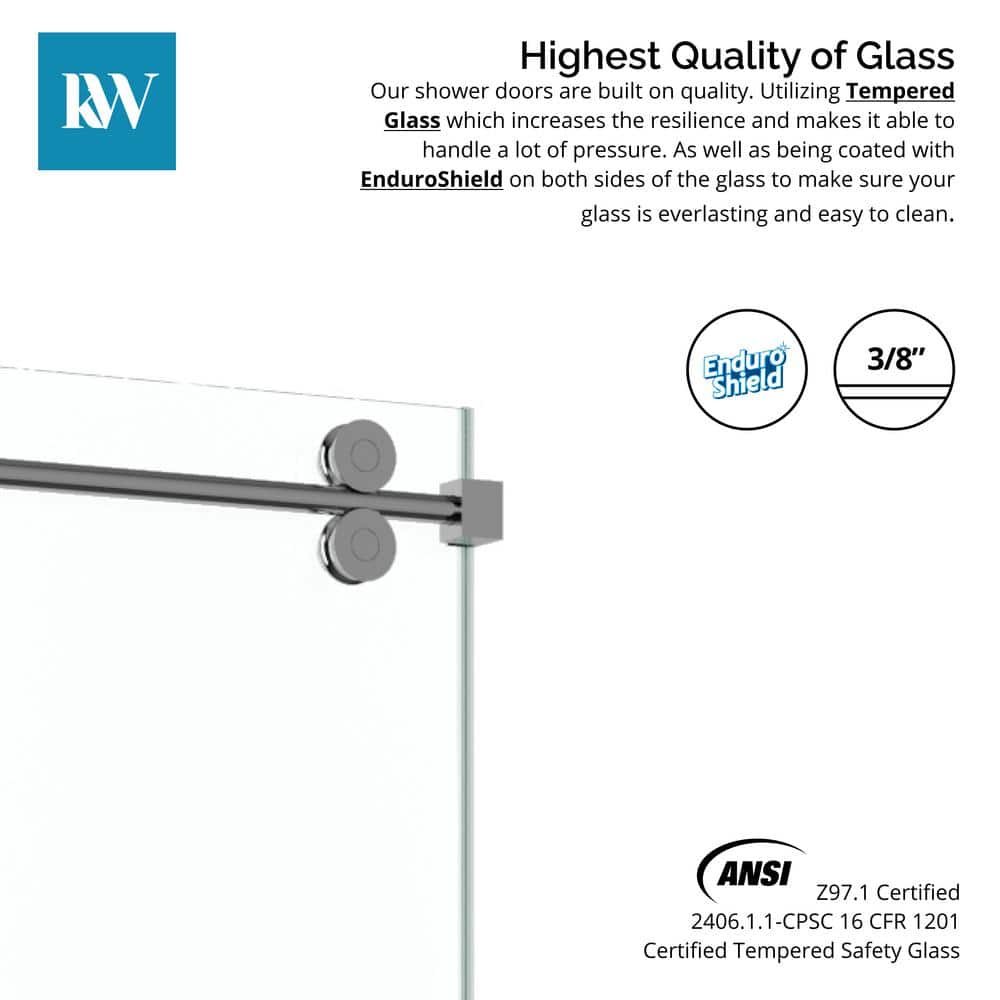 Kobiworks Radiance 60 in. W x 35 in. D x 76 in. H Sliding Frameless Corner Shower Enclosure in Chrome with Clear Glass