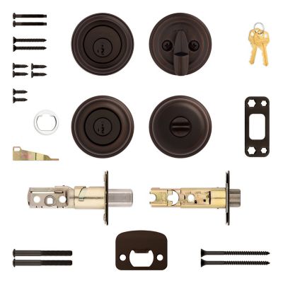Kwikset SmartKey Juno Venetian Bronze Knob & Single Cylinder Deadbolt, ANSI/BHMA Grade 2, KW1, 1-3/4 in.