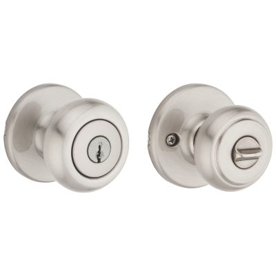 Kwikset Cove Satin Nickel Keyed Entry Door Knob, ANSI/BHMA Grade 3, Fits 1-3/4 in Doors