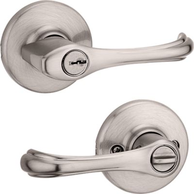 Kwikset Dorian Satin Nickel Entry Lockset, ANSI/BHMA Grade 3, fits up to 1-3/4 in doors