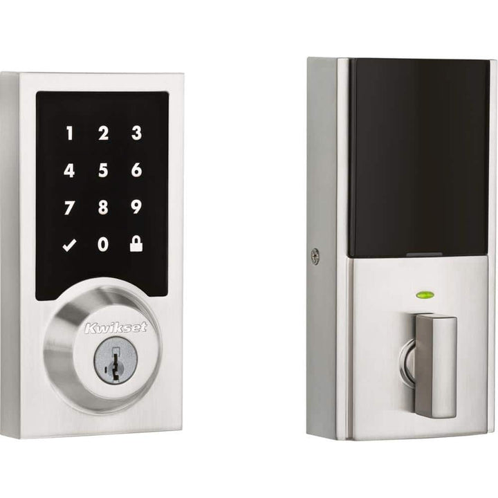 Kwikset Premis Contemporary Touchscreen Smart Lock – Matte Black, Single Cylinder Electronic Deadbolt with SmartKey Security
