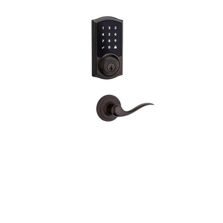 Kwikset Premis Touchscreen Smart Lock, Venetian Bronze Single Cylinder Electronic Deadbolt with Tustin Hall/Closet Lever