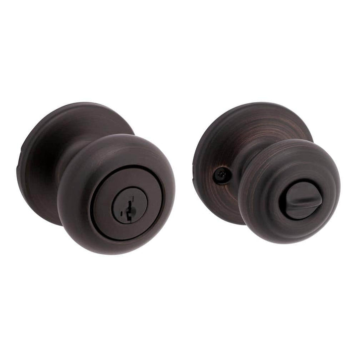 Kwikset Cove Keyed Entry Door Knob, Venetian Bronze, SmartKey Security