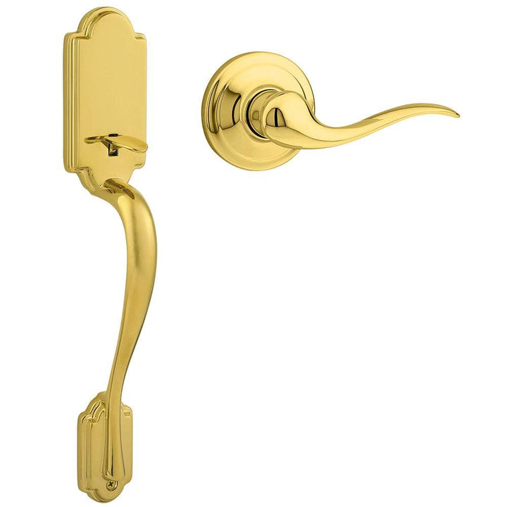 Kwikset Arlington Lifetime Polished Brass Handle Only without Deadbolt with Tustin Door Lever