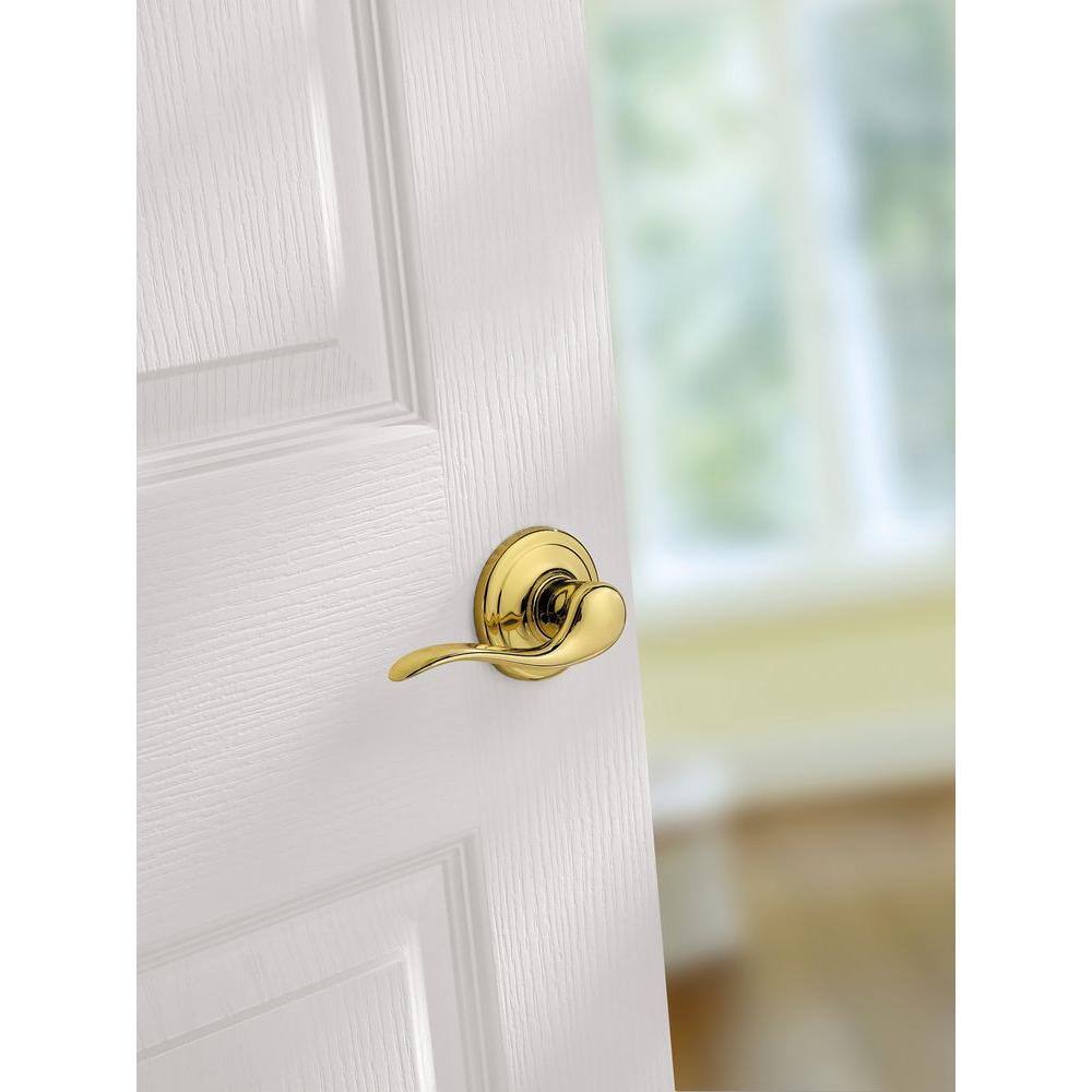 Kwikset Tustin Polished Brass Passage Lockset, ANSI/BHMA Grade 2, 1-3/4 in.