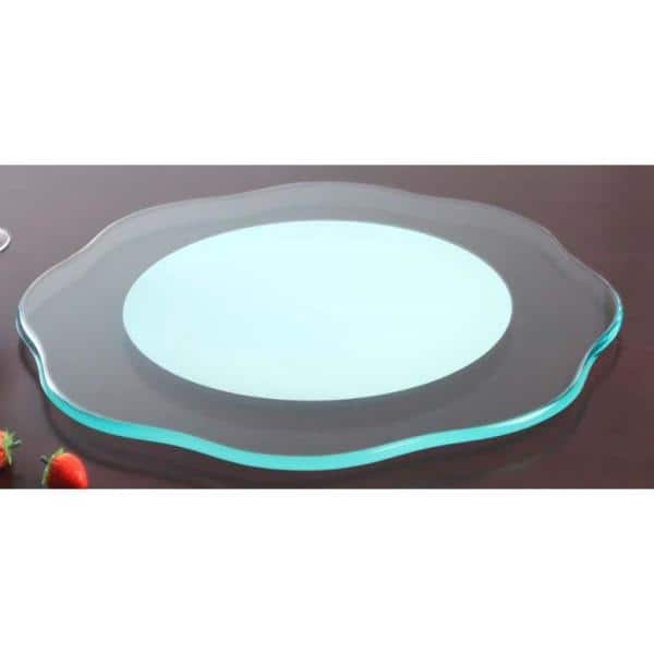 Unbranded 24 in. Flower Design Clear Glass - 3/8 in. Thick - Lazy Susan