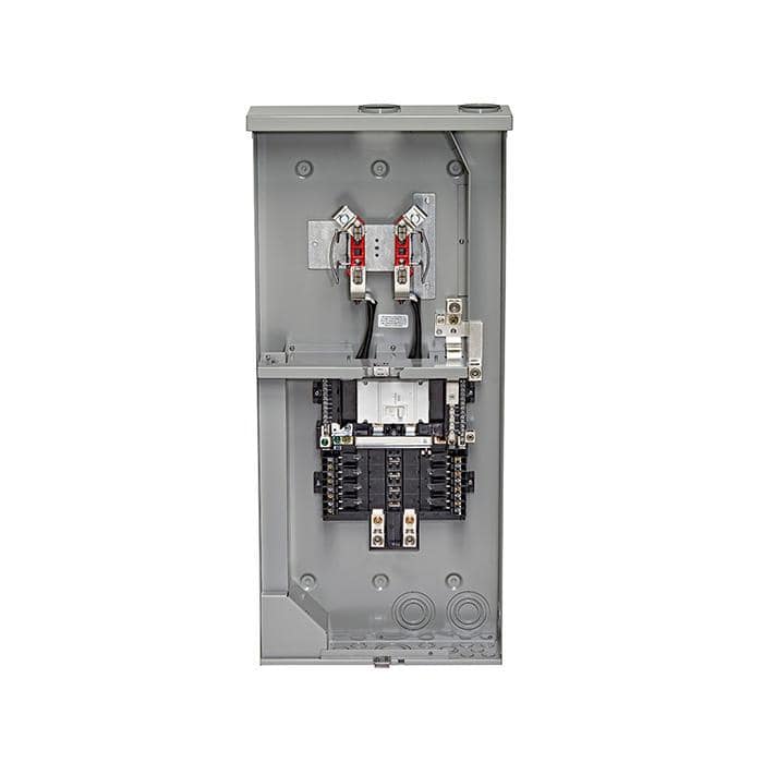 Leviton 200 Amp Outdoor Meter Main Combo, 8 Spaces, Ringless with Internal Trough